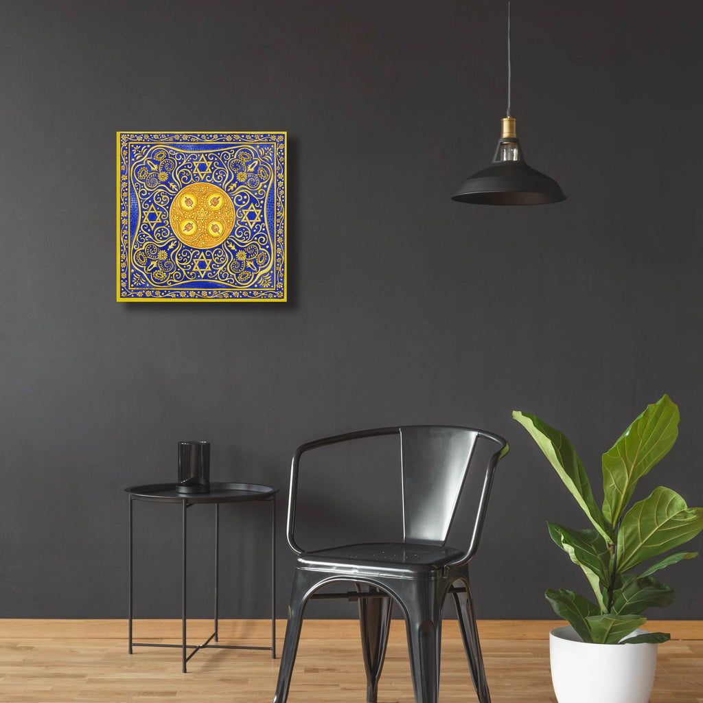 Jewish Year Hanukah Menorah by Andrea Strongwater - 24x24 acrylic wall art in a room