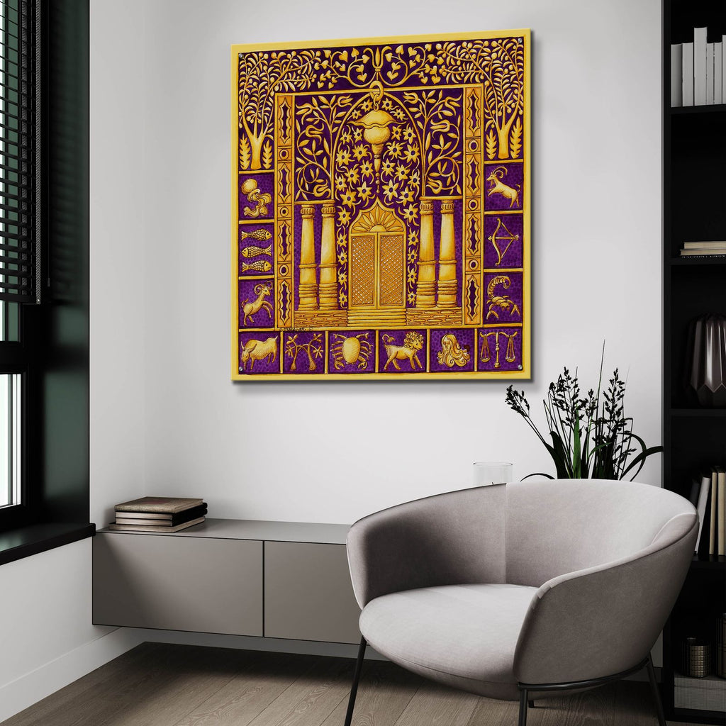 Jewish Year Ark Synagogue by Andrea Strongwater - 36x36 acrylic wall art in a room