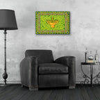 Hanukah Menorah On Green by Andrea Strongwater - 24x16 acrylic wall art in a room
