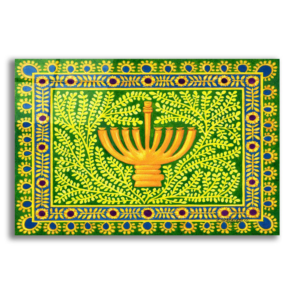 Hanukah Menorah On Green by Andrea Strongwater acrylic glass wall art
