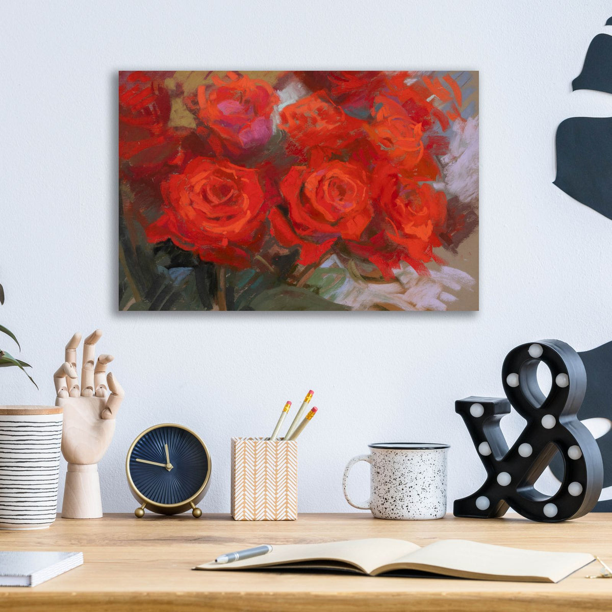 Crimson Roses by Christine Debrosky - 16x12 acrylic wall art in a room