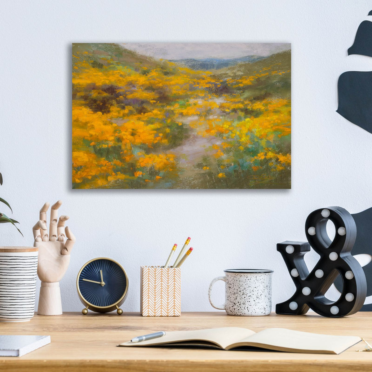 Golden Explosion by Christine Debrosky - 16x12 acrylic wall art in a room