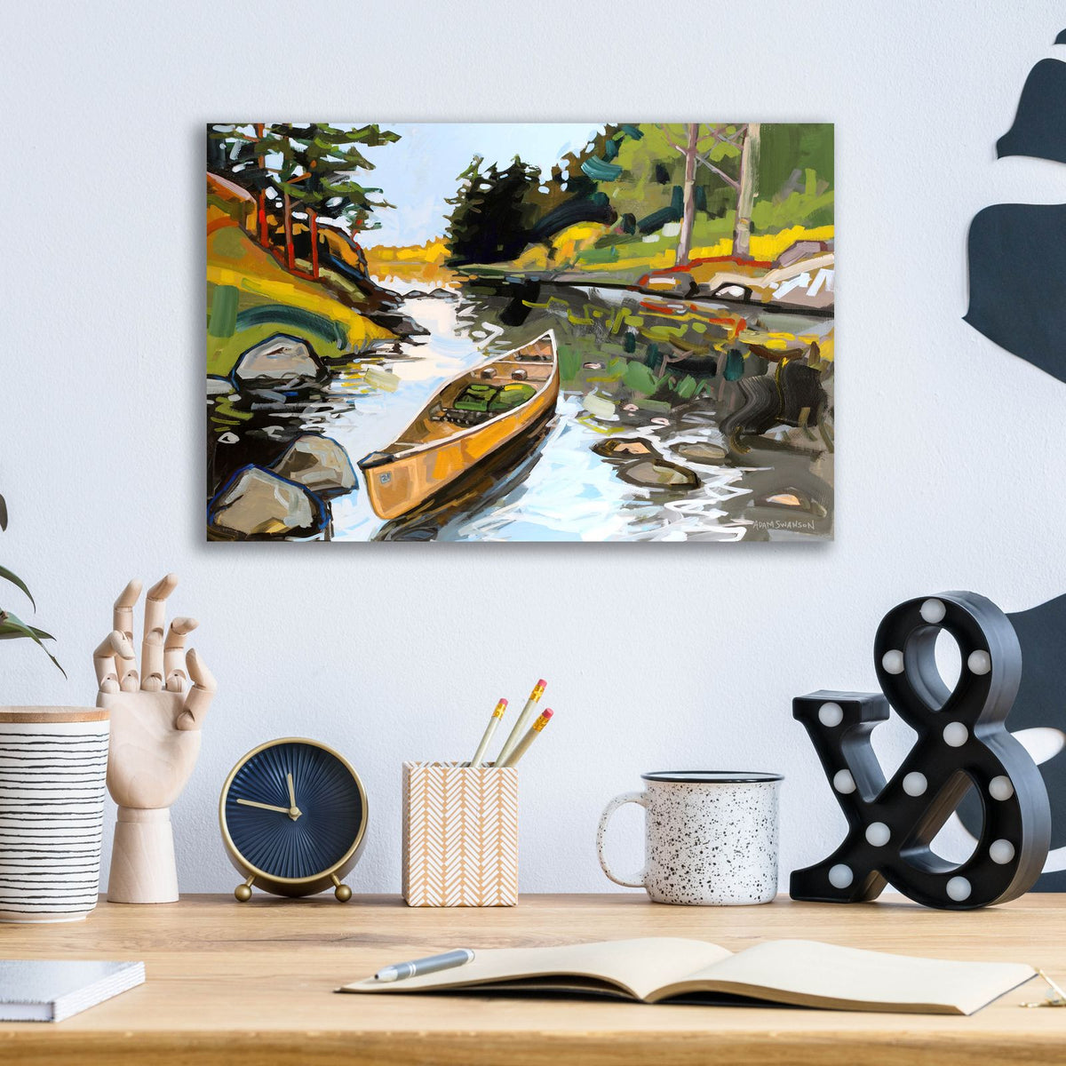 Writing Letters by Adam Swanson - 16x12 acrylic wall art in a room