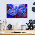 Blue Poppies On Red by Carol Cavalaris - 16x12 acrylic wall art in a room