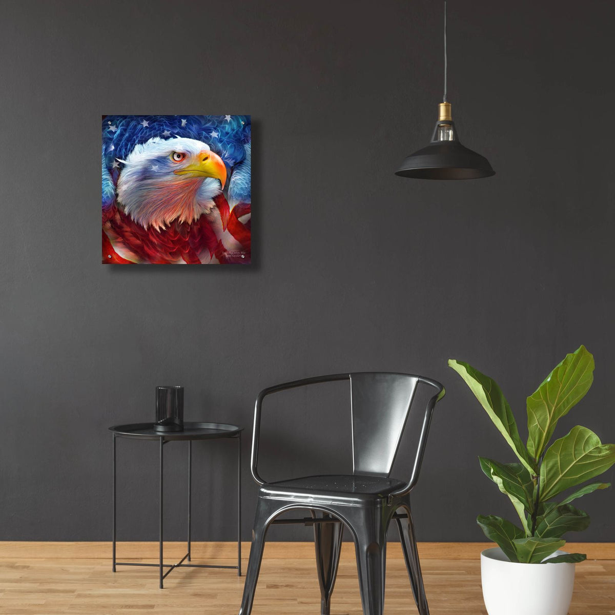 Eagle Red White Blue by Carol Cavalaris - 24x24 acrylic wall art in a room