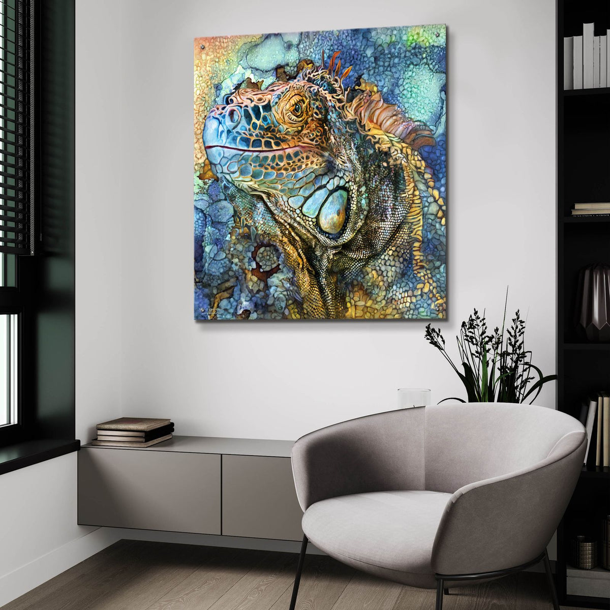 Iguana - Spirit Of Contenment by Carol Cavalaris - 36x36 acrylic wall art in a room