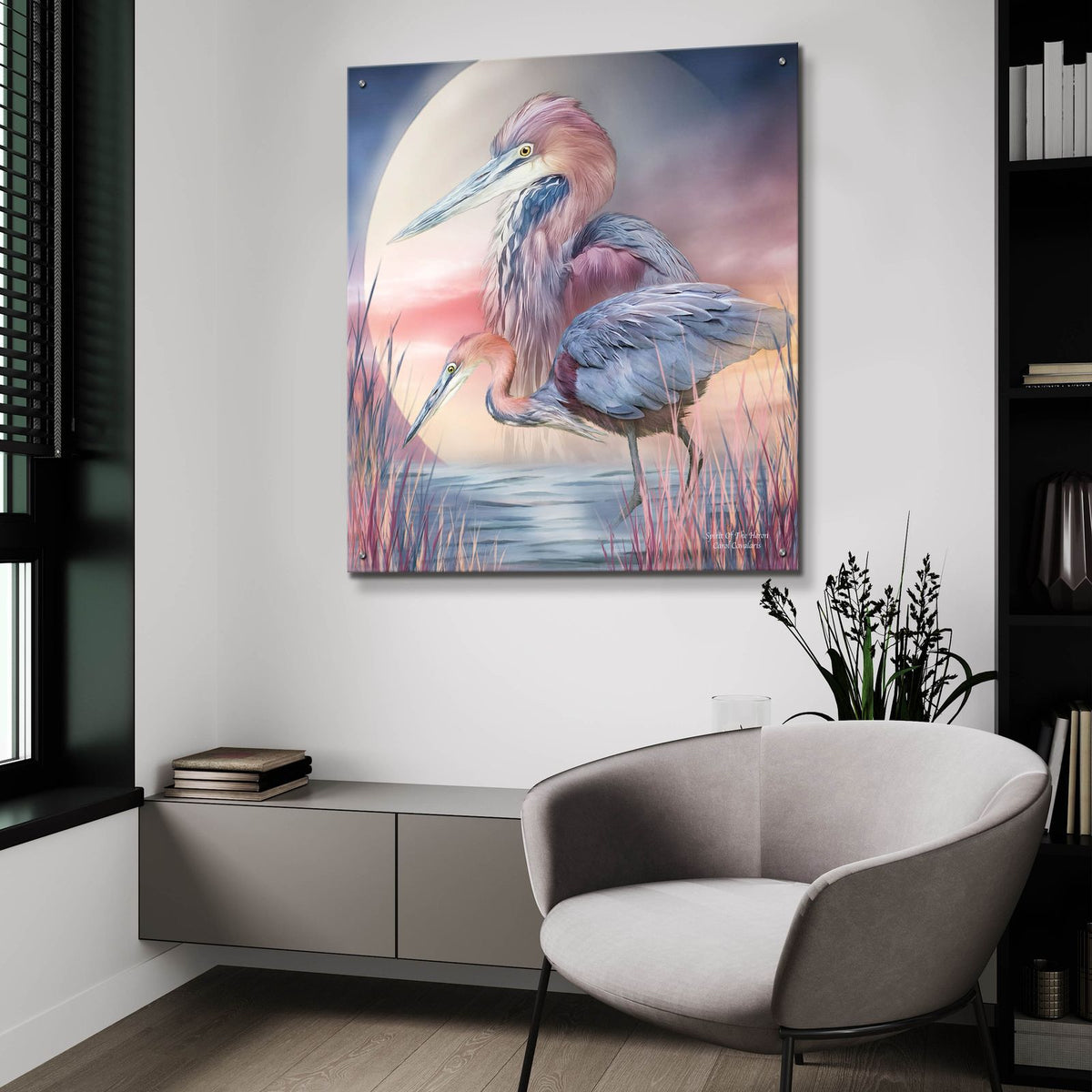 Spirit Of Heron by Carol Cavalaris - 36x36 acrylic wall art in a room