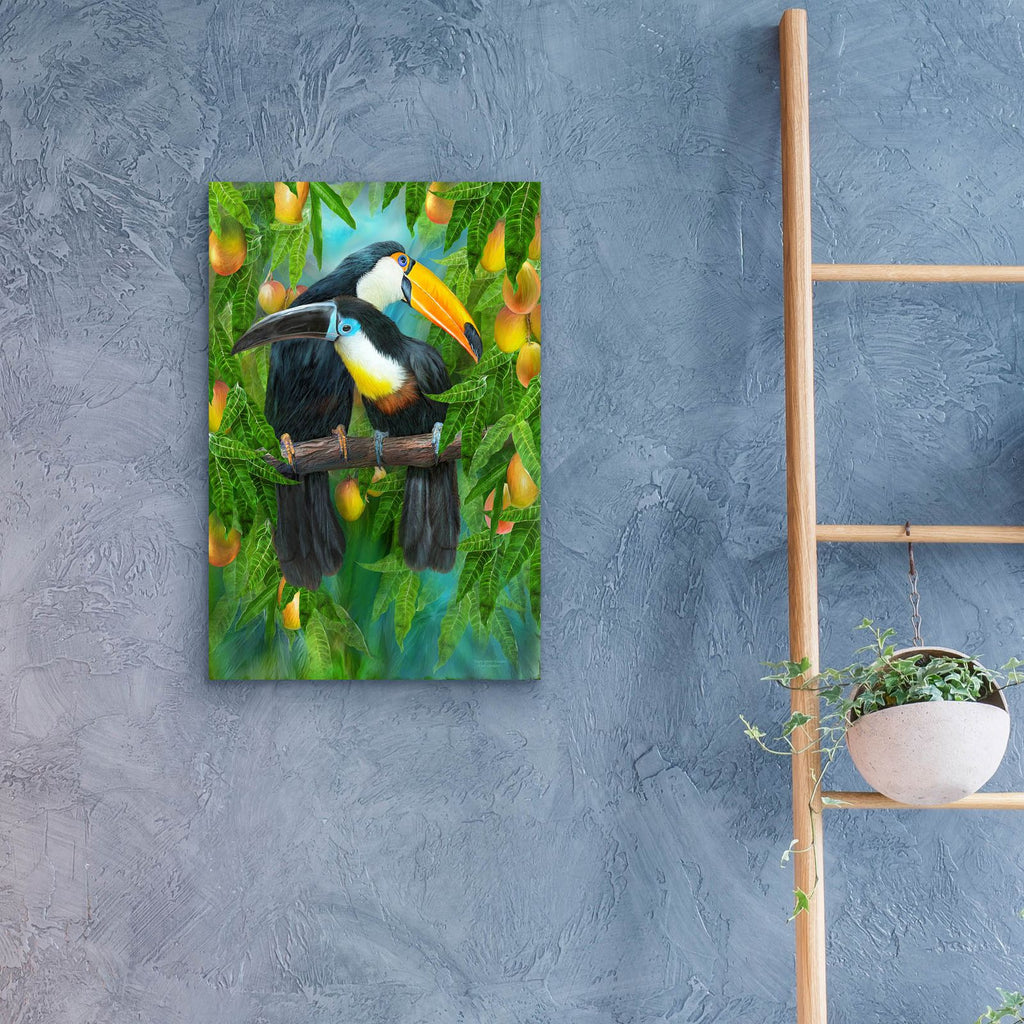 Tropic Spirits - Toucans by Carol Cavalaris - 16x24 acrylic wall art in a room