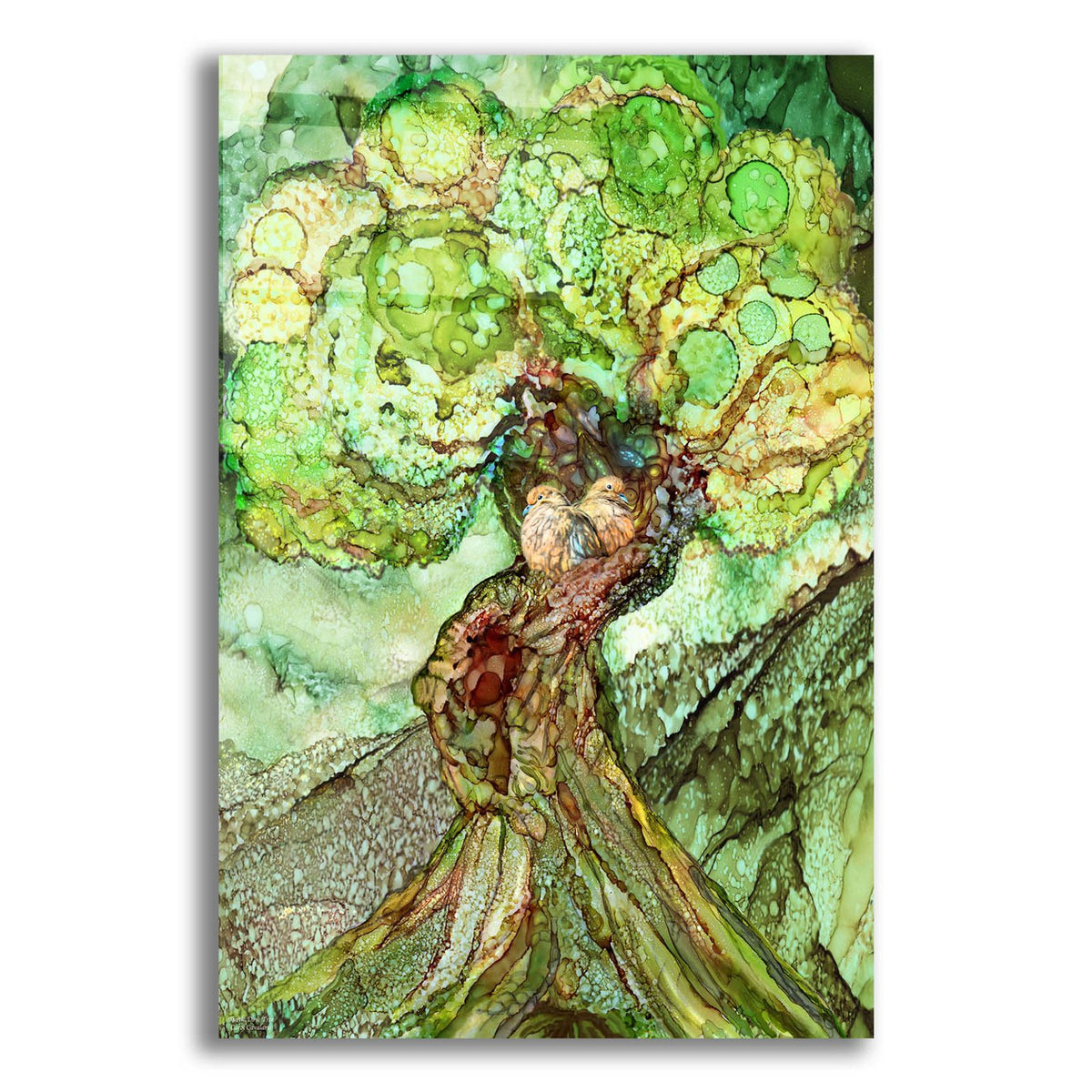 Turtle Dove Tree by Carol Cavalaris acrylic glass wall art
