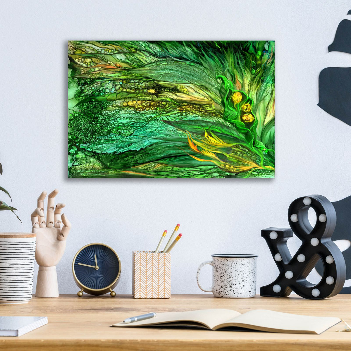 Wild Seeds Spring by Carol Cavalaris - 16x12 acrylic wall art in a room