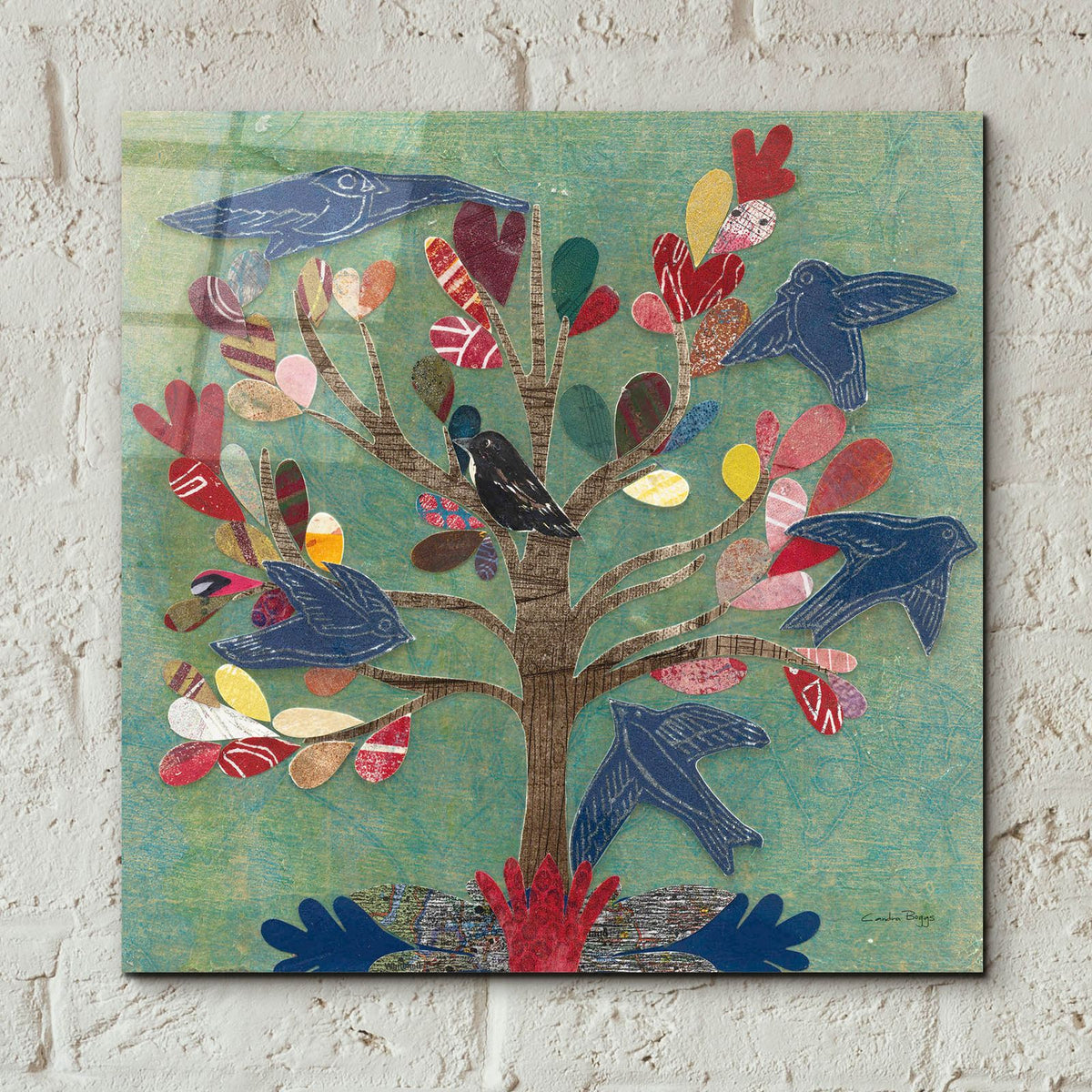 Birds In A Tree by Candra Boggs - 12x12 acrylic wall art in a room