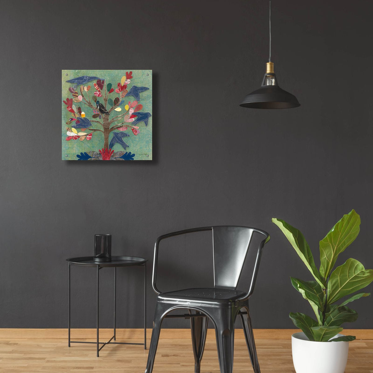 Birds In A Tree by Candra Boggs - 24x24 acrylic wall art in a room
