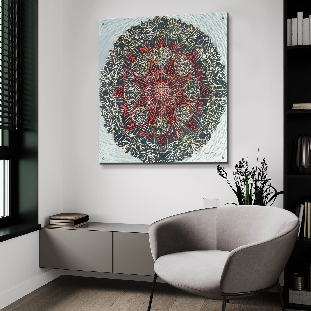 Starshine Mandala 2 by Candra Boggs - 36x36 acrylic wall art in a room