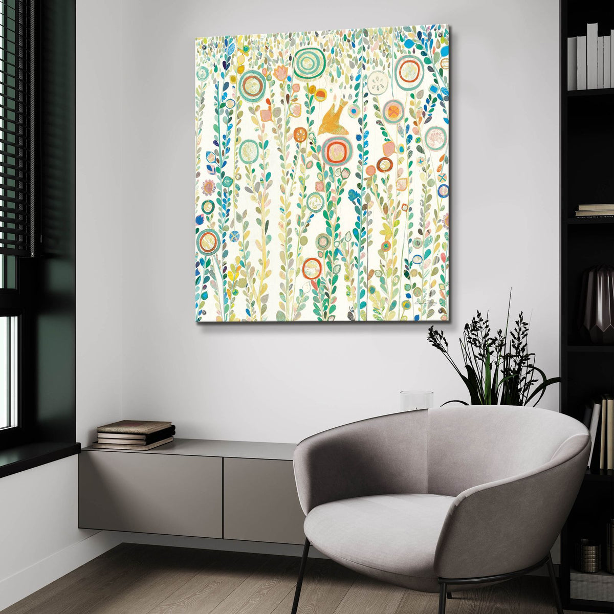 Under The Rain White by Candra Boggs - 36x36 acrylic wall art in a room