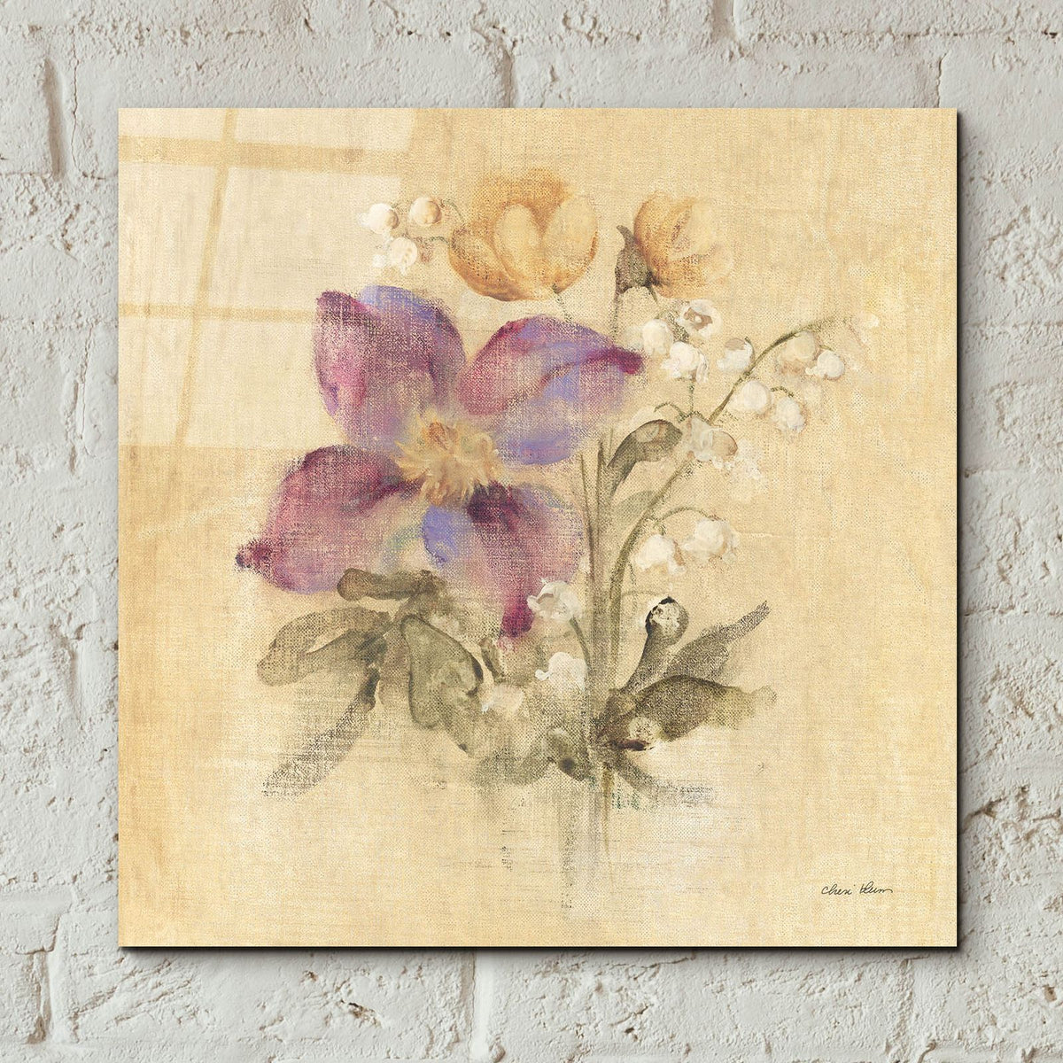 Clematis Nosegay by Cheri Blum - 12x12 acrylic wall art in a room
