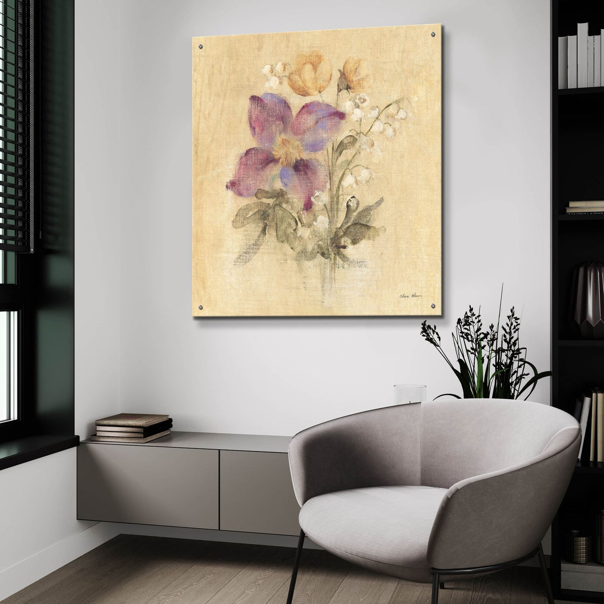 Clematis Nosegay by Cheri Blum - 36x36 acrylic wall art in a room