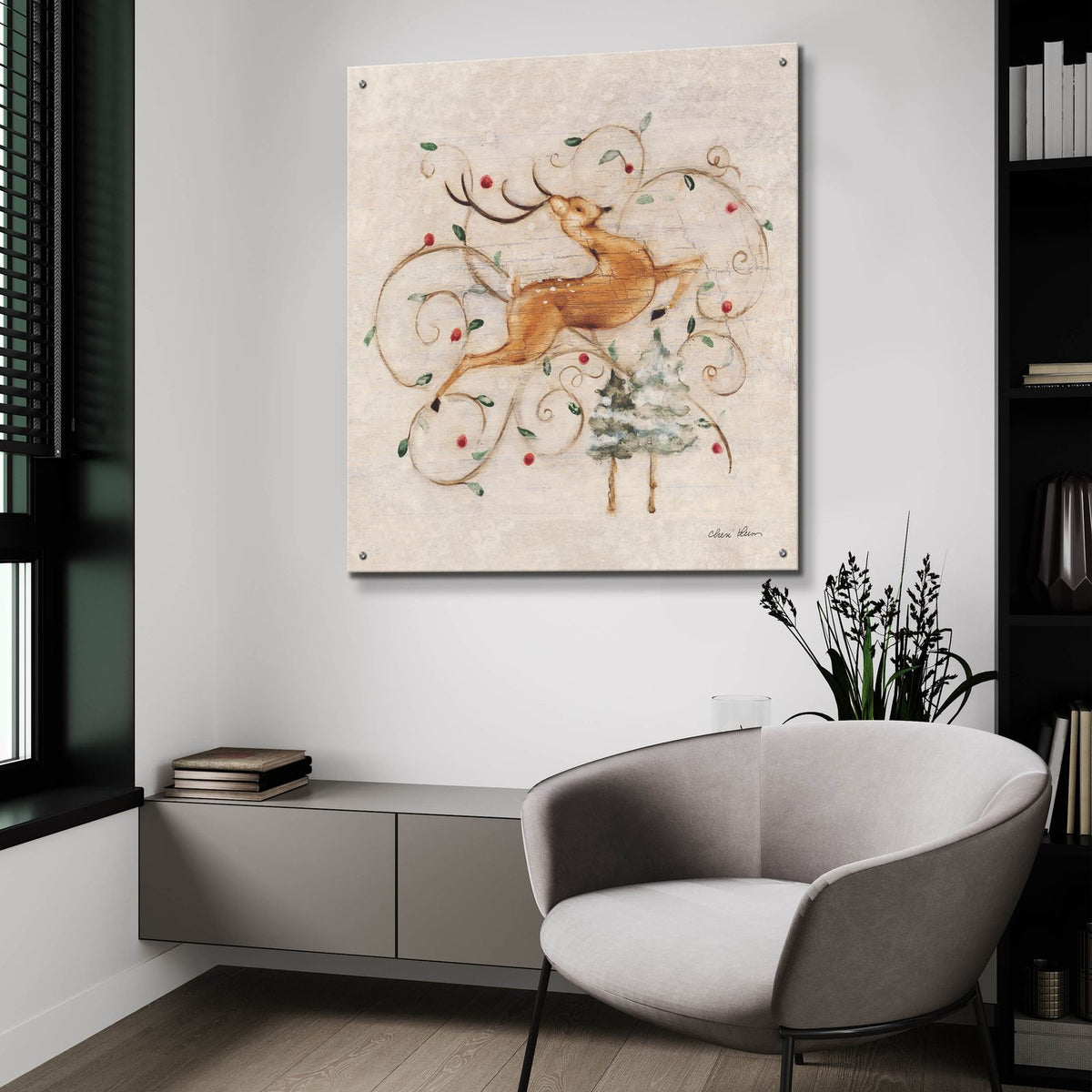 Deer 1 by Cheri Blum - 36x36 acrylic wall art in a room
