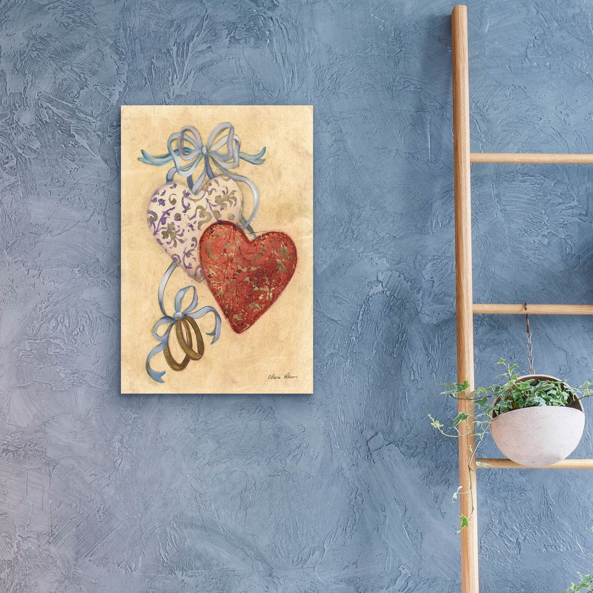 Hearts And Ribbons 3 by Cheri Blum - 16x24 acrylic wall art in a room