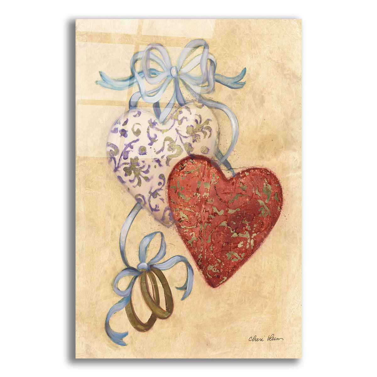 Hearts And Ribbons 3 by Cheri Blum acrylic glass wall art