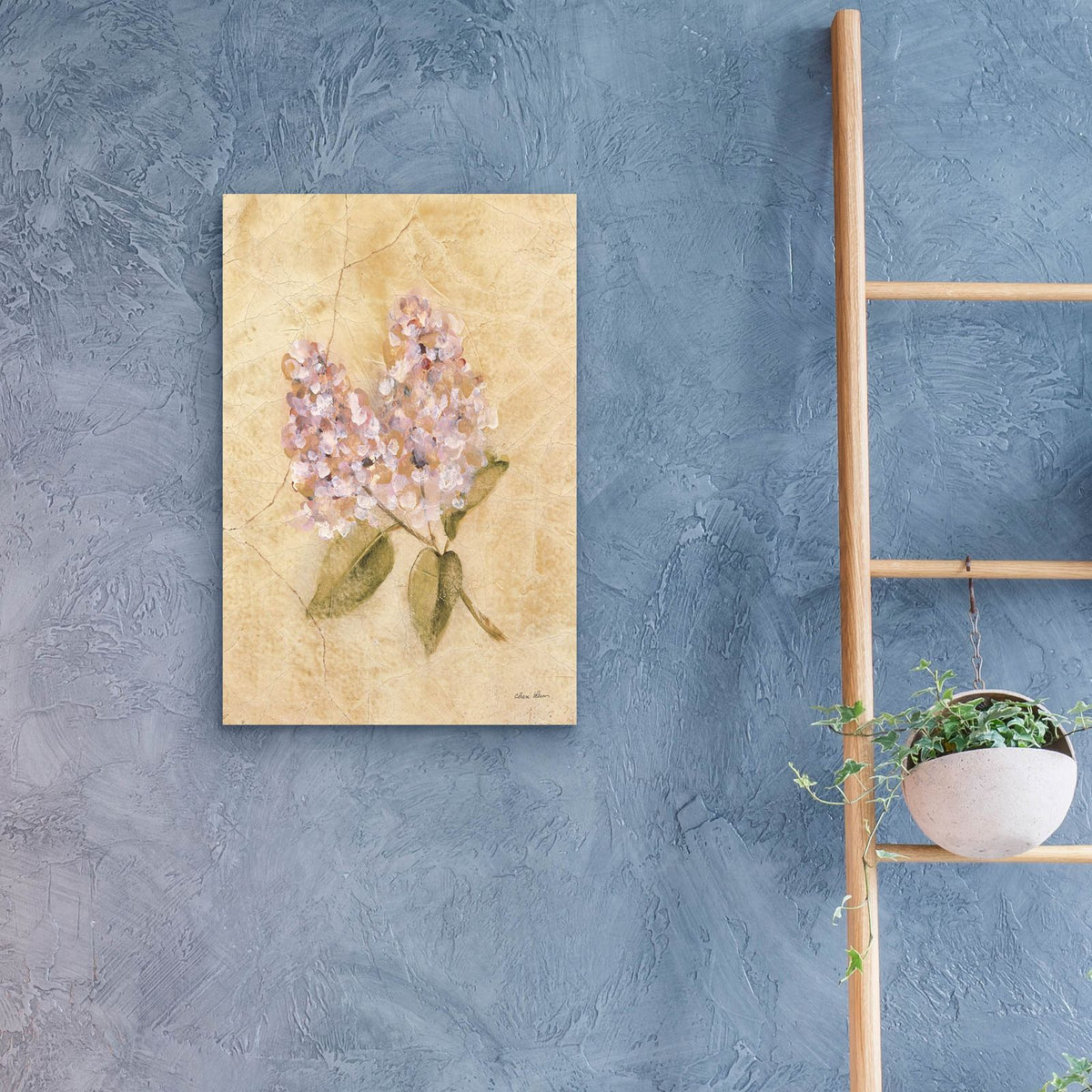 Lilac On Cracked Linen by Cheri Blum - 16x24 acrylic wall art in a room