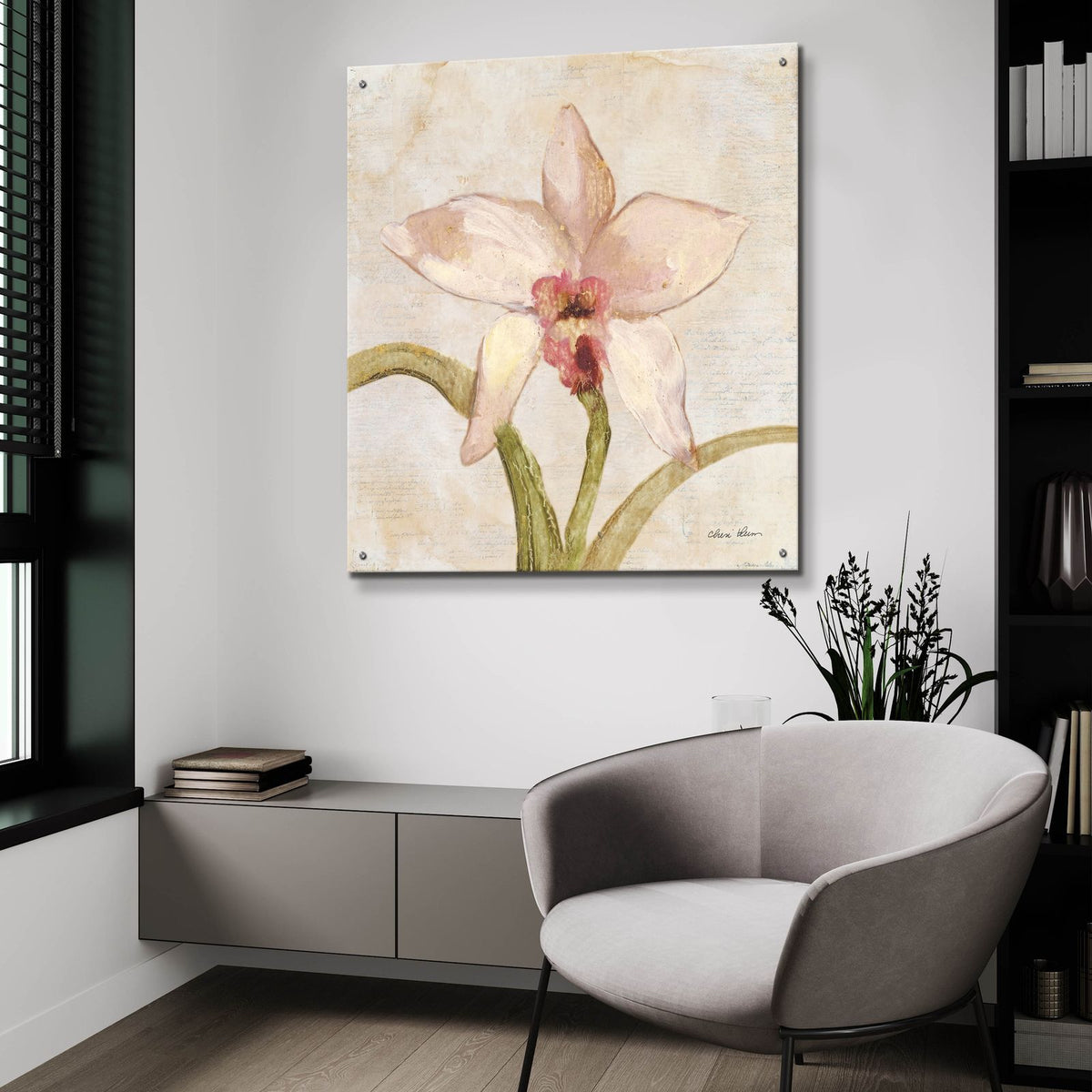Orchid 1 by Cheri Blum - 36x36 acrylic wall art in a room