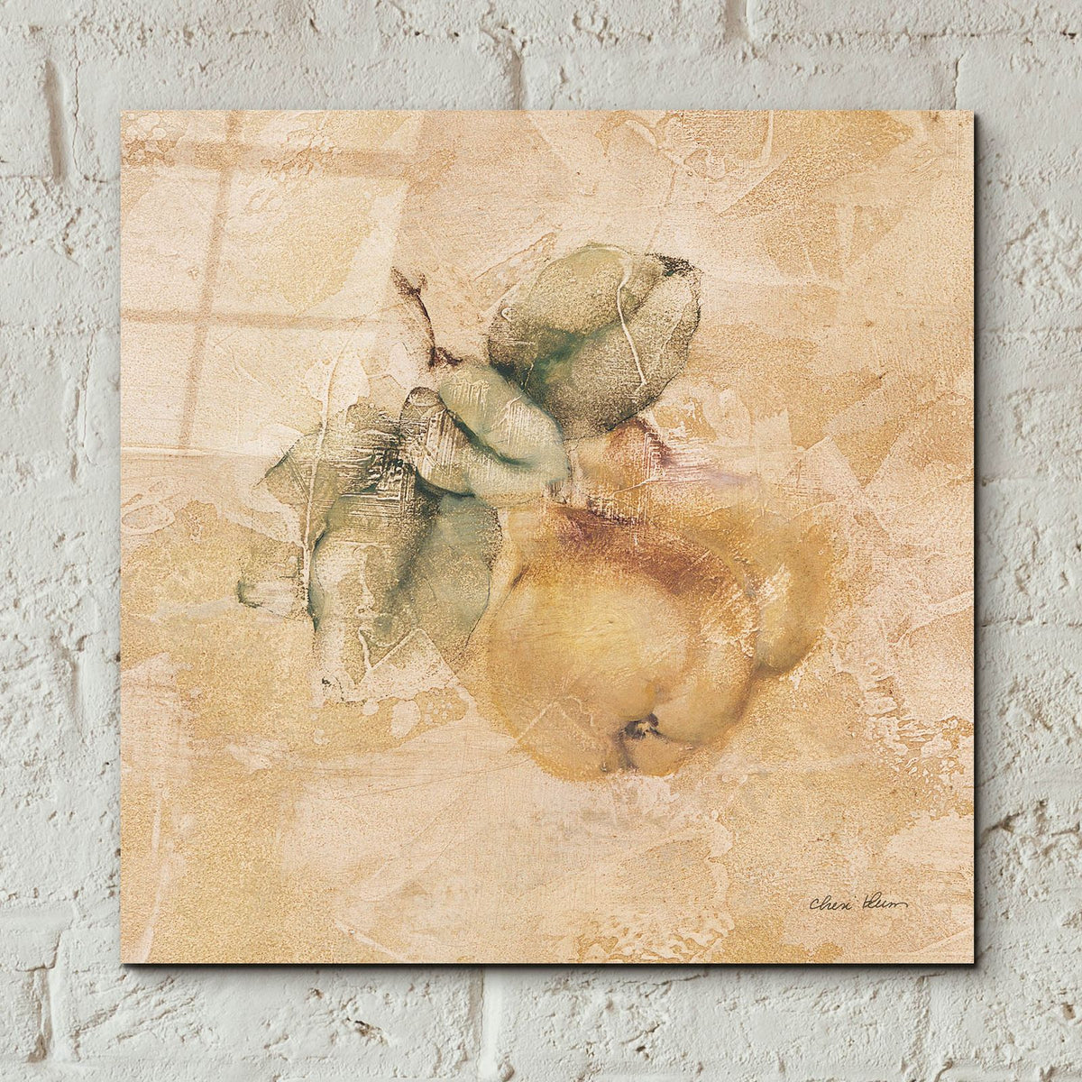 Pears Square by Cheri Blum - 12x12 acrylic wall art in a room