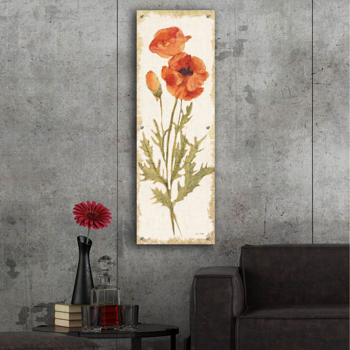 Poppy Panel Light by Cheri Blum - 16x48 acrylic wall art in a room