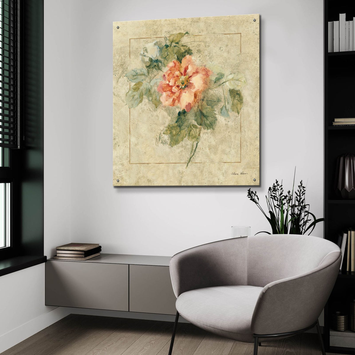 Provence Rose 2 by Cheri Blum - 36x36 acrylic wall art in a room