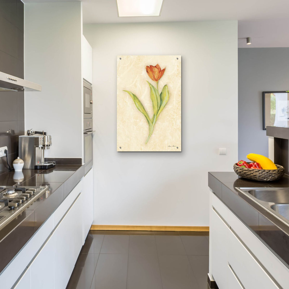 Red Tulip Stem by Cheri Blum - 24x36 acrylic wall art in a room