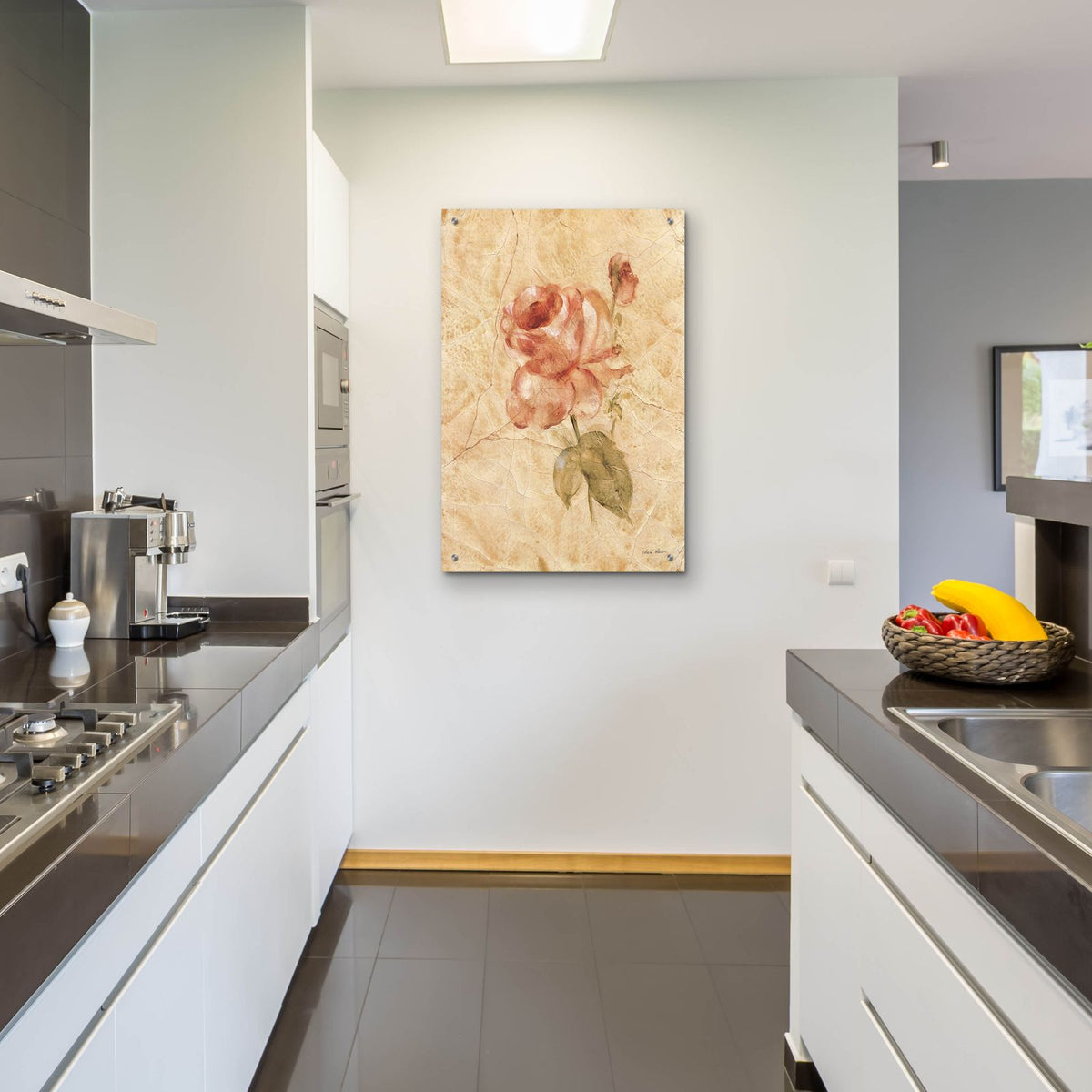 Rose On Cracked Linen by Cheri Blum - 24x36 acrylic wall art in a room