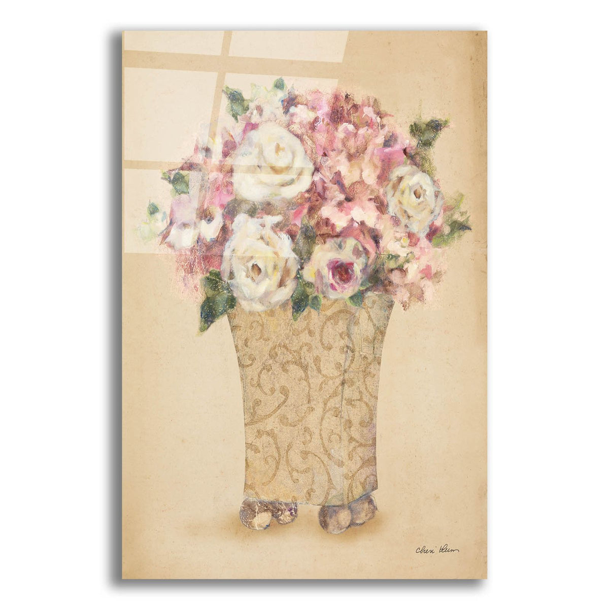 Roses In Painted Vase 1 by Cheri Blum acrylic glass wall art