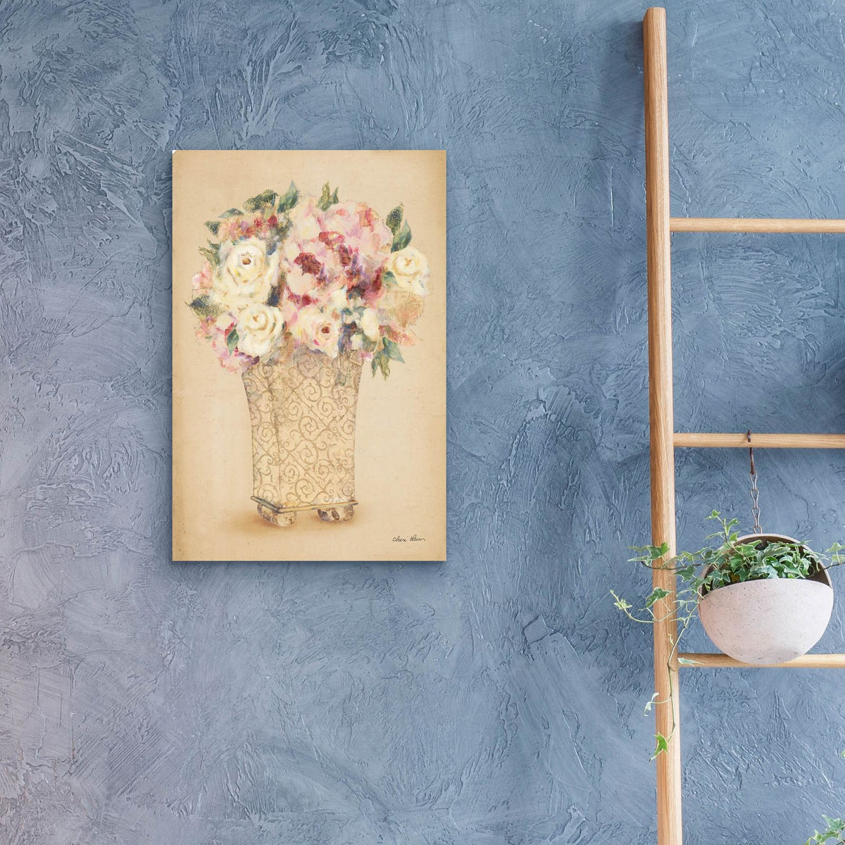 Roses In Painted Vase 2 by Cheri Blum - 16x24 acrylic wall art in a room
