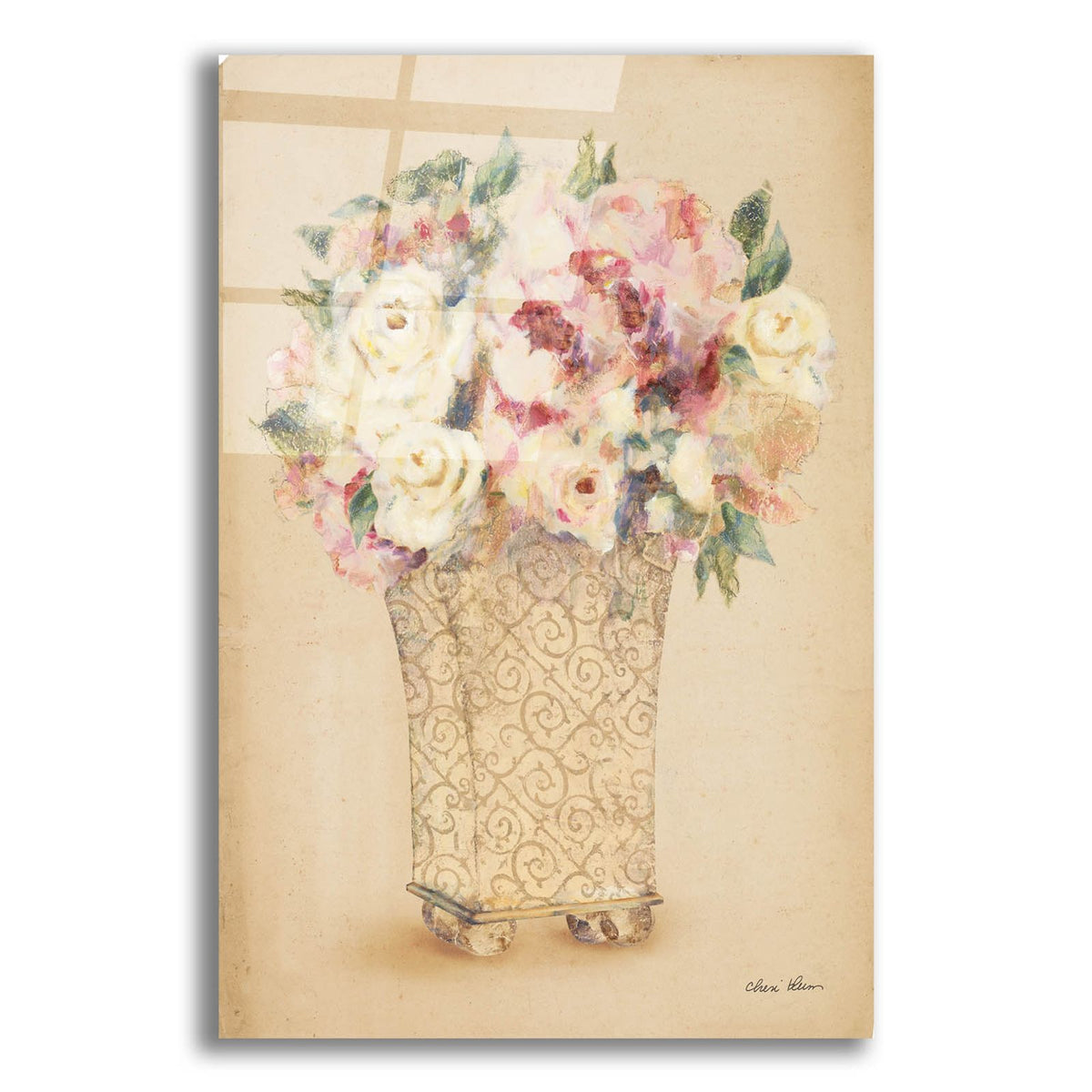 Roses In Painted Vase 2 by Cheri Blum acrylic glass wall art