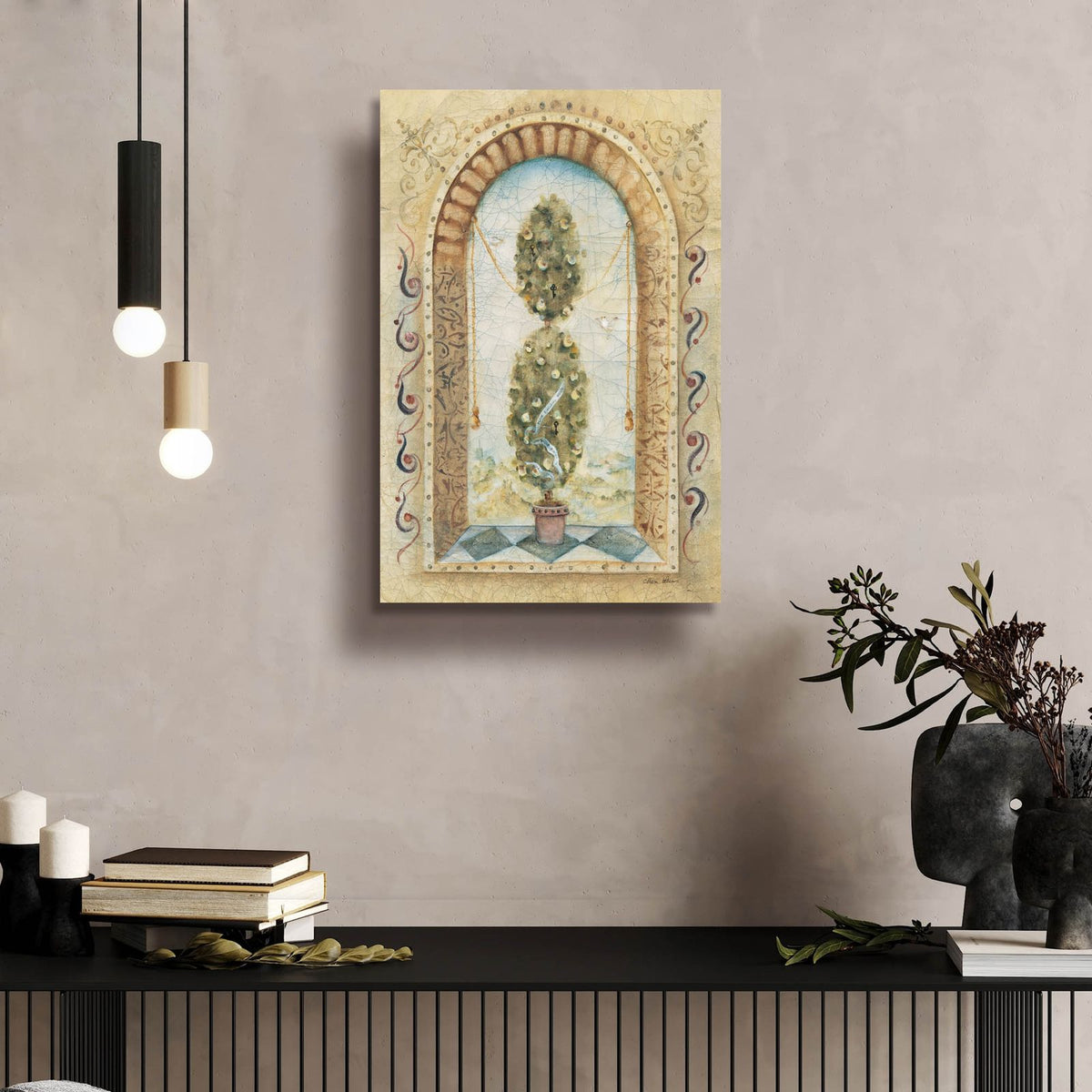 Topiary Fresco 1 by Cheri Blum - 16x24 acrylic wall art in a room