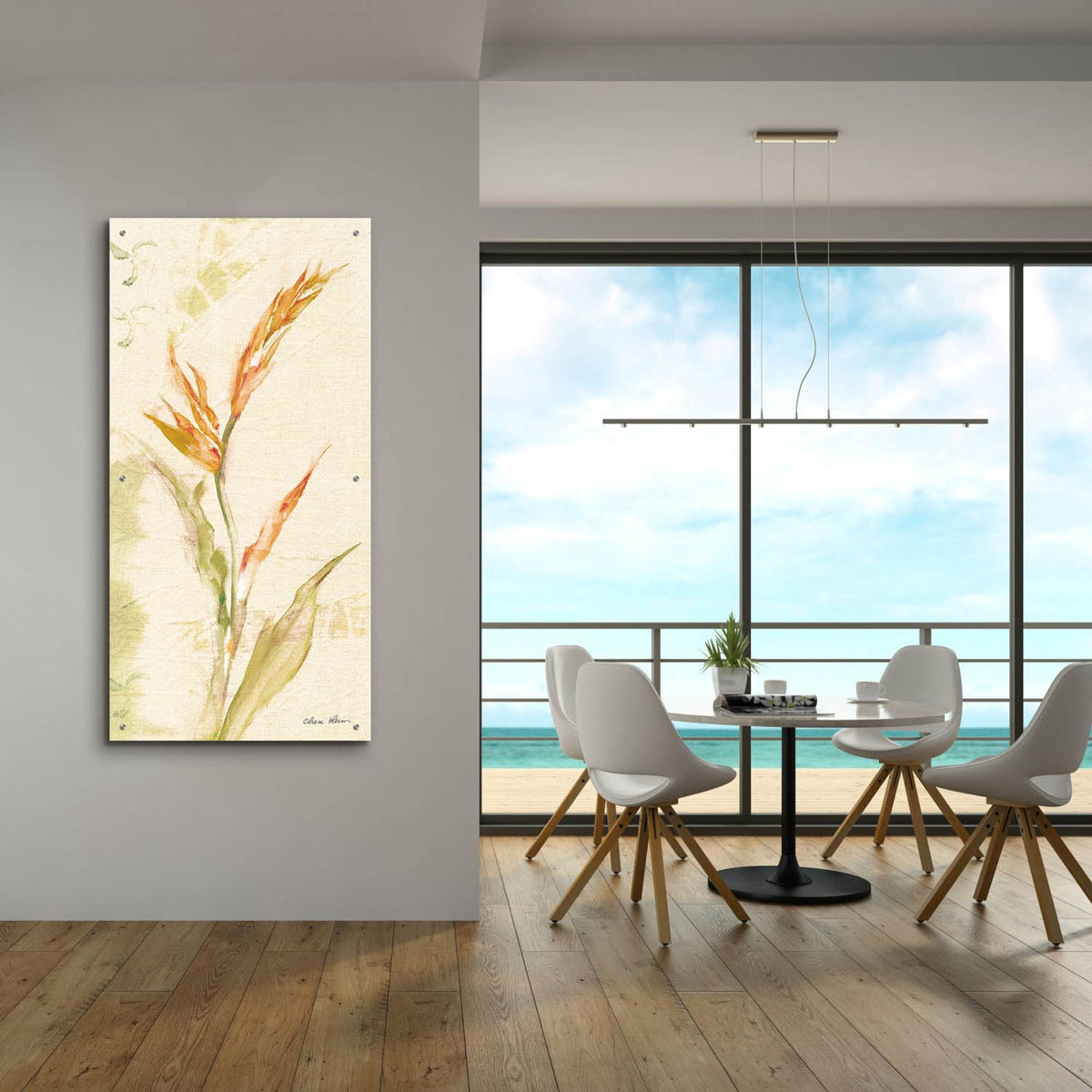 Tropical Floral I Light by Cheri Blum - 24x48 acrylic wall art in a room