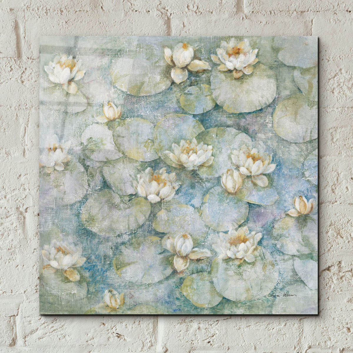 Water Lilies by Cheri Blum - 12x12 acrylic wall art in a room