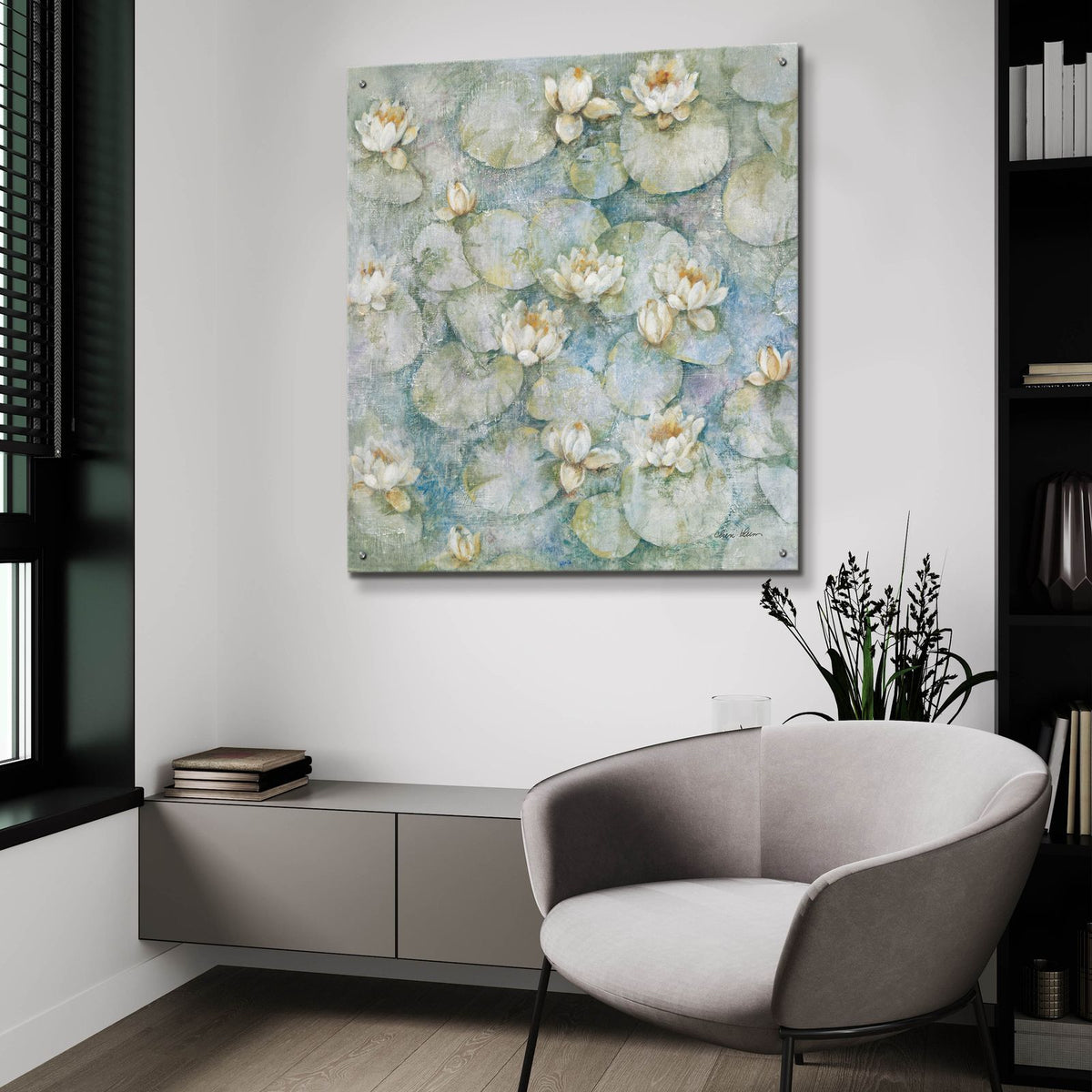Water Lilies by Cheri Blum - 36x36 acrylic wall art in a room