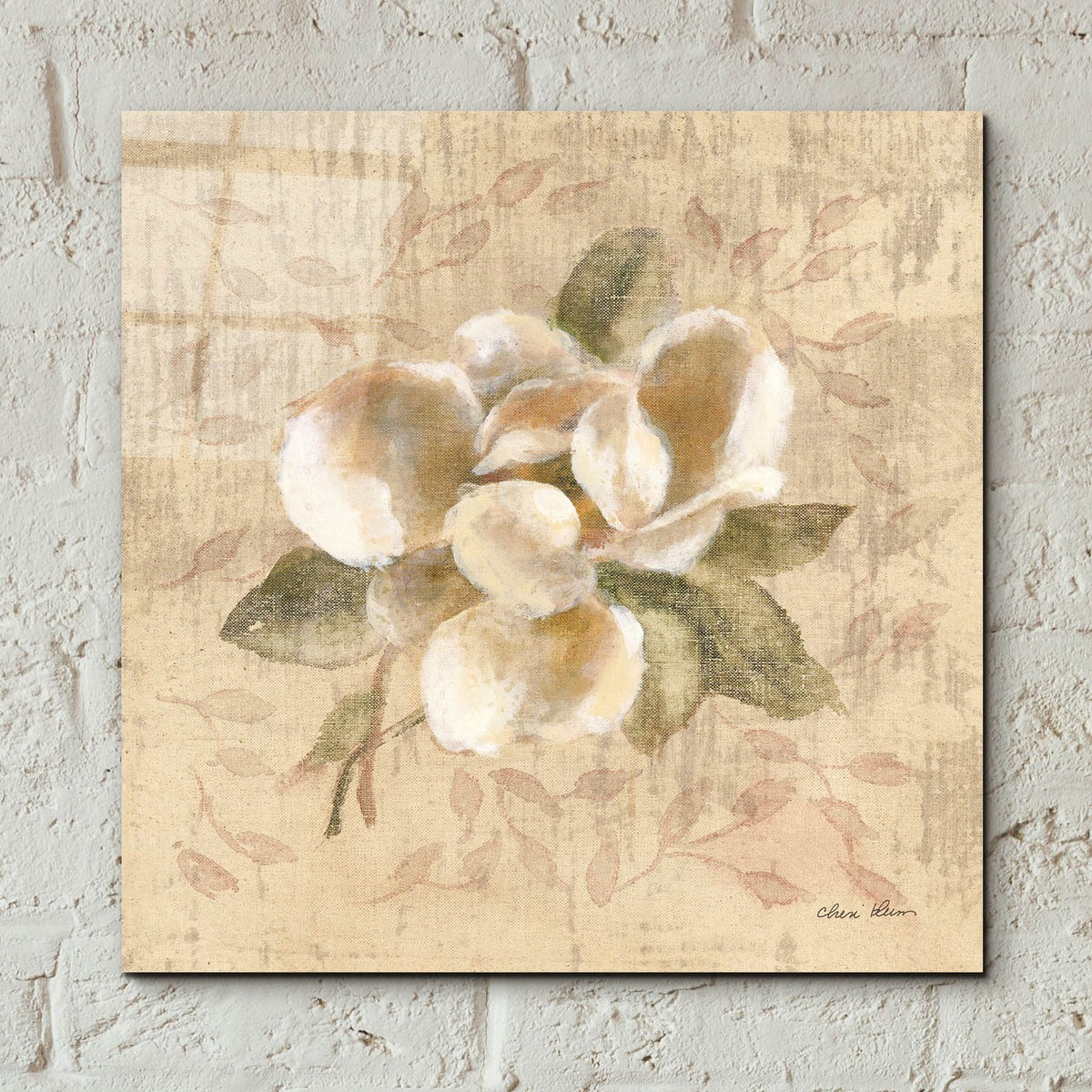 White Floral 3 by Cheri Blum - 12x12 acrylic wall art in a room