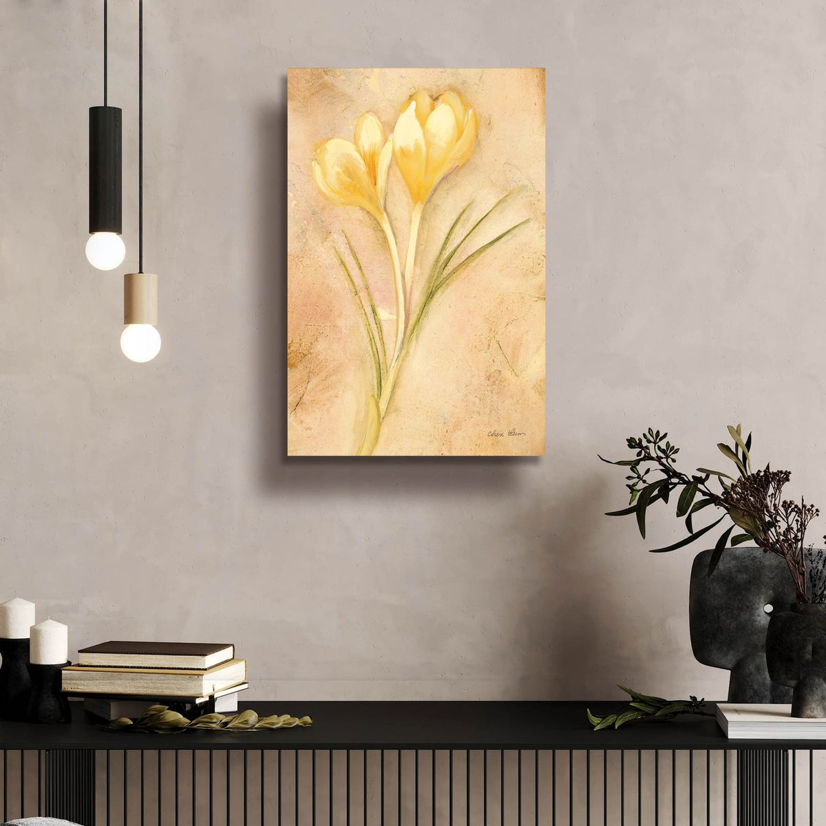 Yellow Crocus by Cheri Blum - 16x24 acrylic wall art in a room
