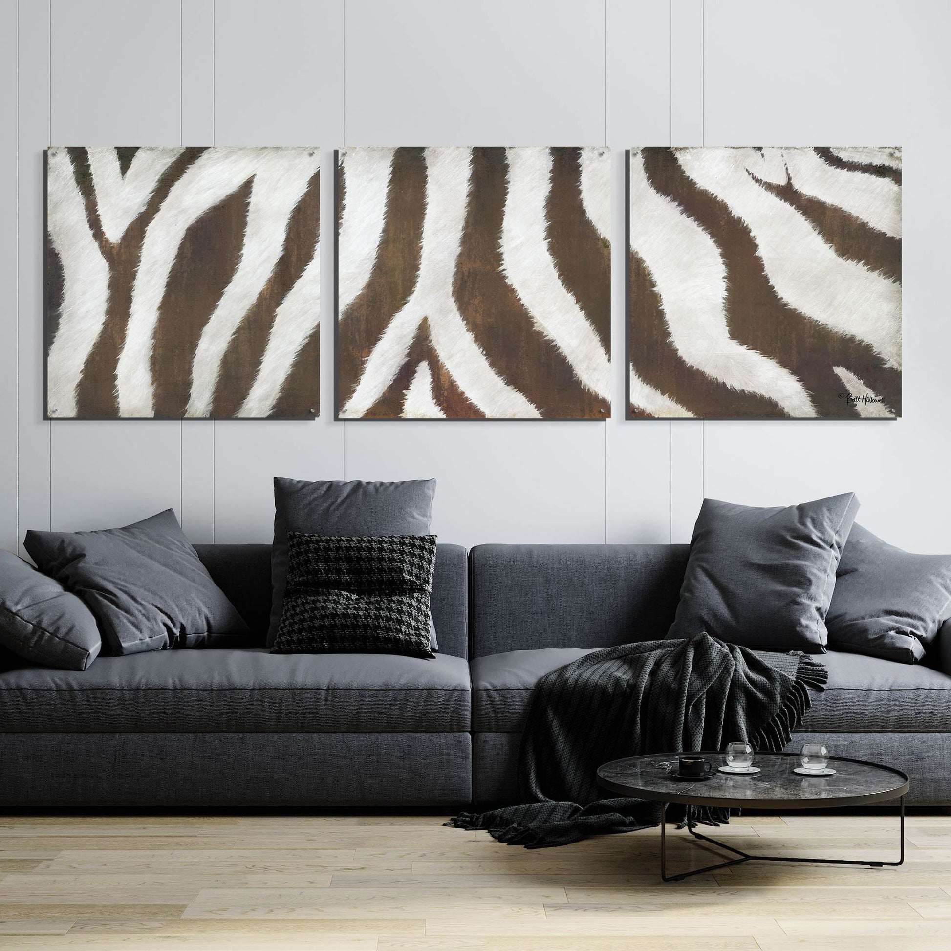 Epic Art 'Different Stripes' by Britt Hallowell, Acrylic Glass Wall Art, 3 Piece Set,108x36