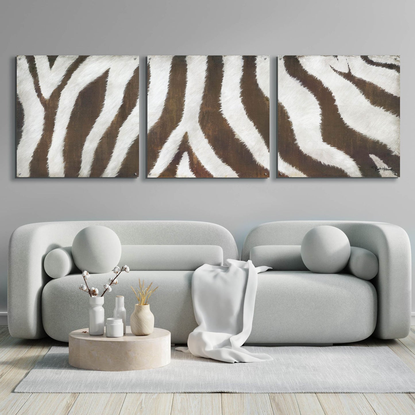 Epic Art 'Different Stripes' by Britt Hallowell, Acrylic Glass Wall Art, 3 Piece Set,108x36