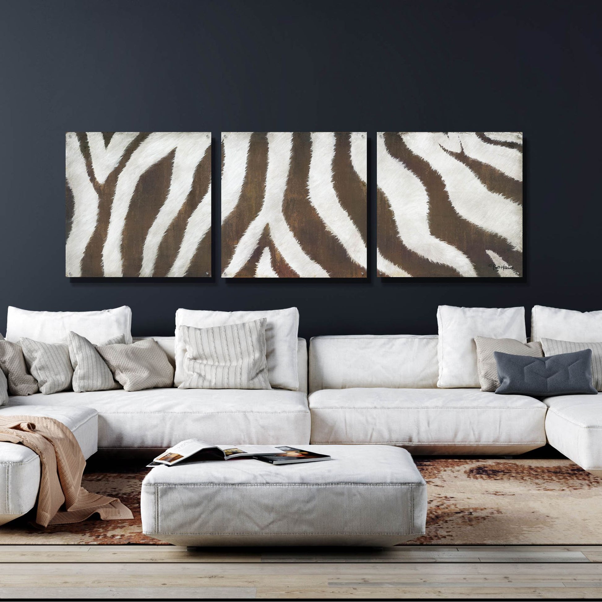 Epic Art 'Different Stripes' by Britt Hallowell, Acrylic Glass Wall Art, 3 Piece Set,108x36