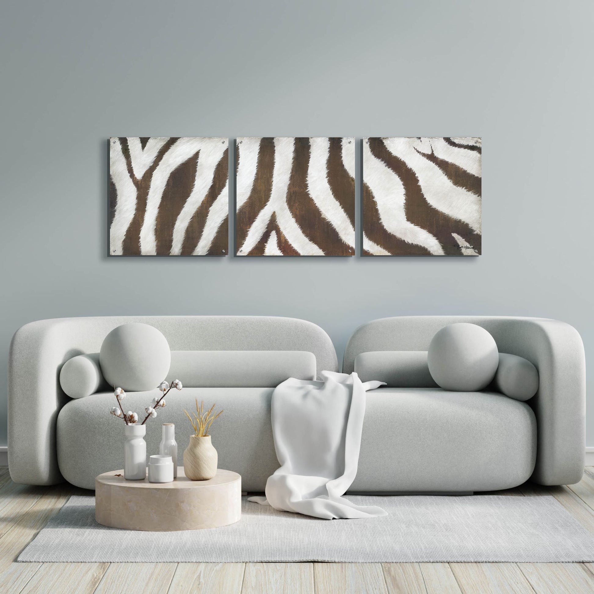 Epic Art 'Different Stripes' by Britt Hallowell, Acrylic Glass Wall Art, 3 Piece Set,72x24