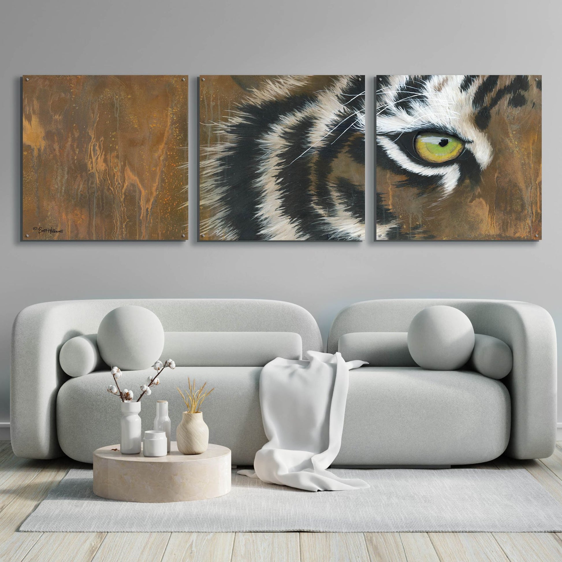 Epic Art 'Searching for the Man Cub' by Britt Hallowell, Acrylic Glass Wall Art, 3 Piece Set,108x36