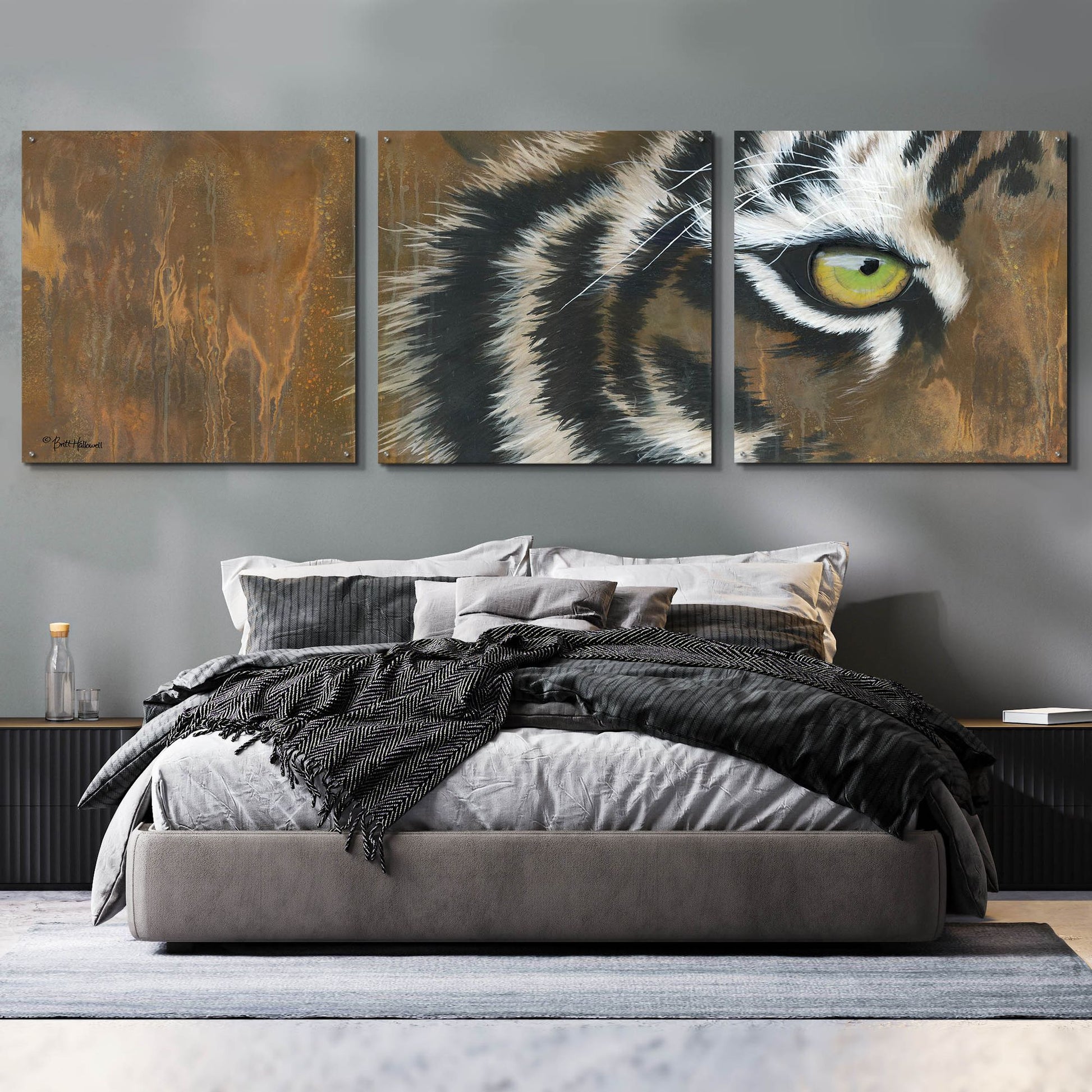 Epic Art 'Searching for the Man Cub' by Britt Hallowell, Acrylic Glass Wall Art, 3 Piece Set,108x36