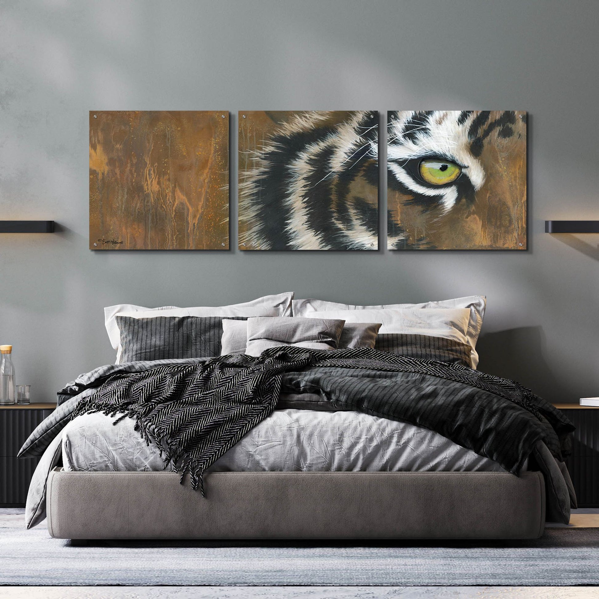 Epic Art 'Searching for the Man Cub' by Britt Hallowell, Acrylic Glass Wall Art, 3 Piece Set,72x24