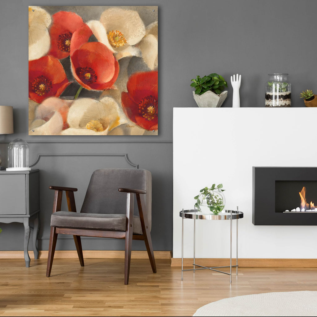 Epic Art 'Poppies Bloom 2'  by Albena Hristova Acrylic Glass Wall Art, 36x36 room view