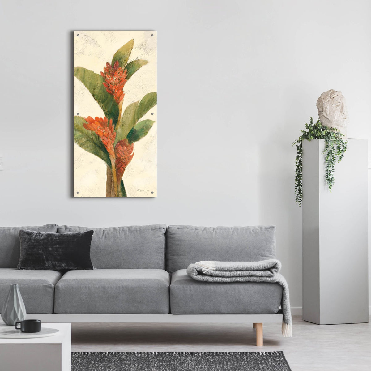 Epic Art 'Ginger Blossom On White'  by Albena Hristova Acrylic Glass Wall Art, 24x48 room view