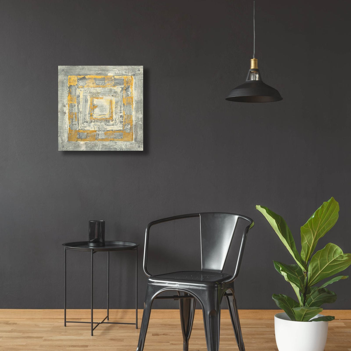Gold Tapestry 2 Gold And White by Albena Hristova - 24x24 acrylic wall art in a room