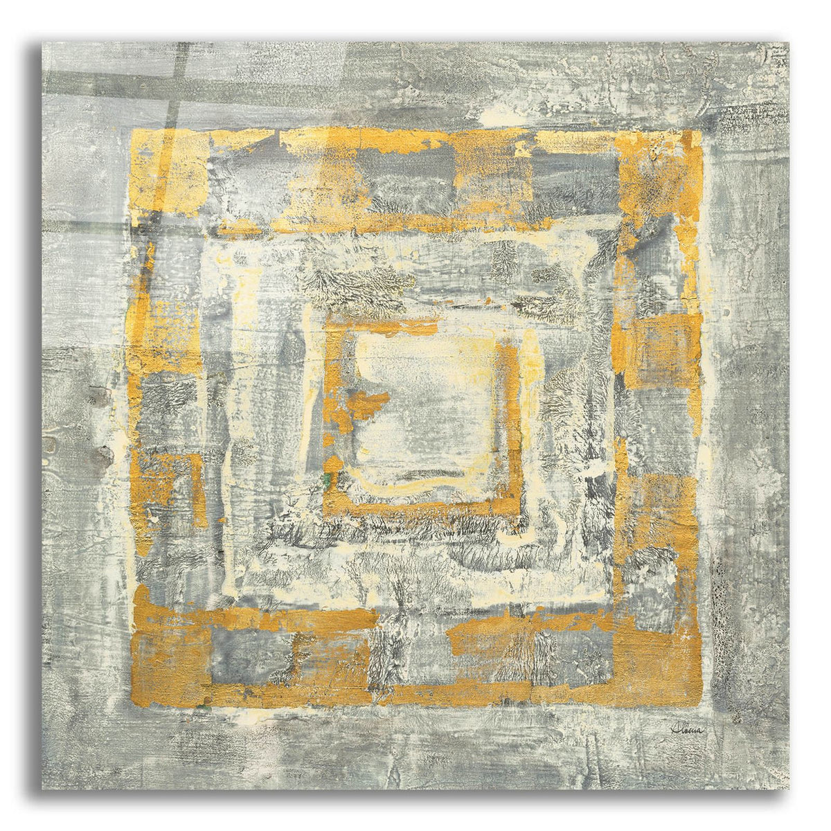 Epic Art 'Gold Tapestry 2 Gold And White'  by Albena Hristova Acrylic Glass Wall Art